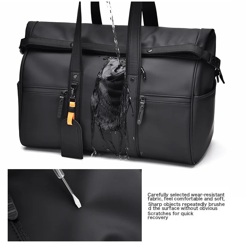 Sports Bag And Leather Dry Large Luggage Waterproof Feel Men'S Fitness Handbag Business Bag Capacity And Bag Trip Separation And Travel Women'S Wet