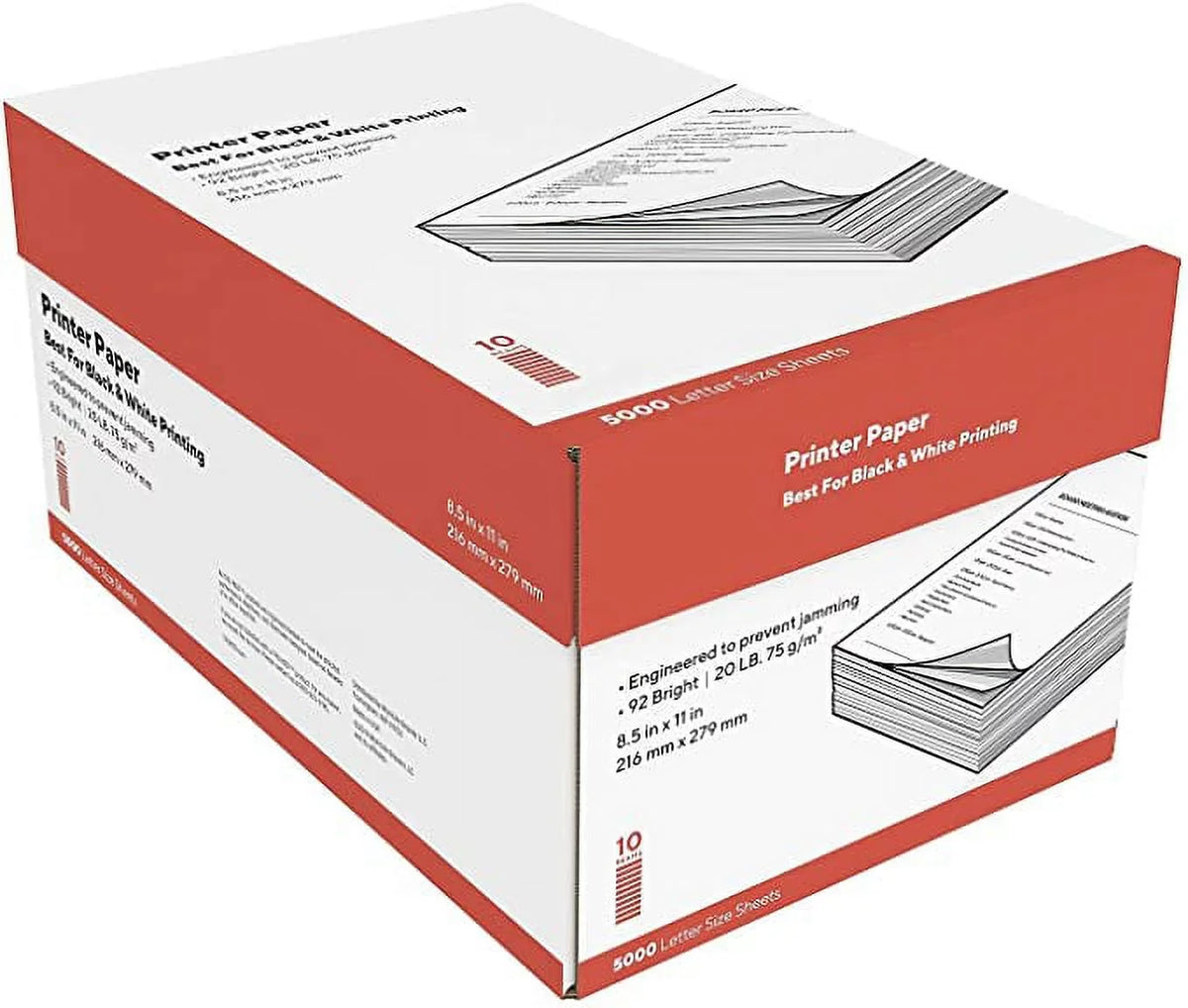 10 Brightness Paper Printer 92 Reams/Carton lbs. 135848 11" 8.5" 20 x MyOfficeInnovations 500/Ream