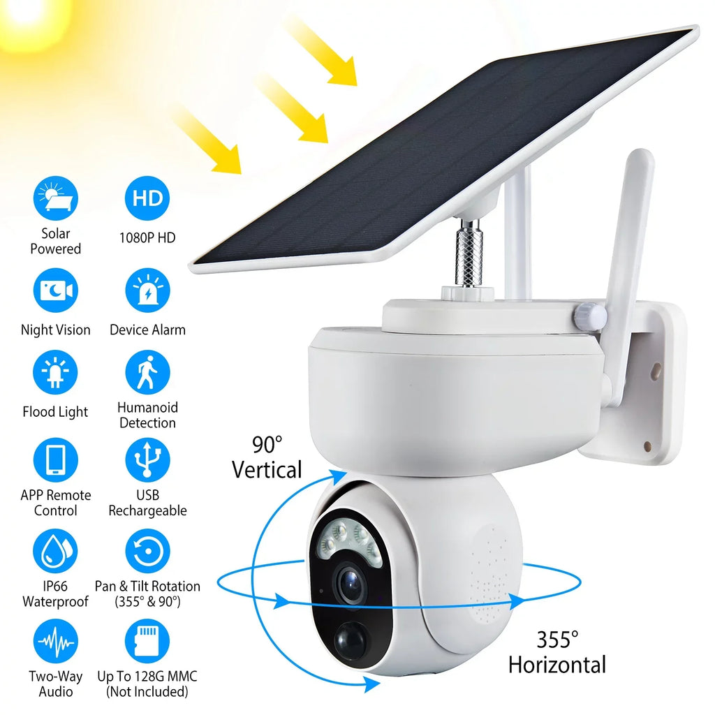 Vision Wireless Audio Siren 2-Way Night Detection Human Home Light WIFI Camera Surveillance Security Camera special edition Powered Color Flood Outdoor 1080P Solar Battery for iMounTEK