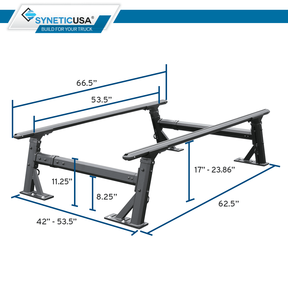 Heavy Duty Overhaul Syneticusa HD Ladder Rack Height Truck Bed Adjustable