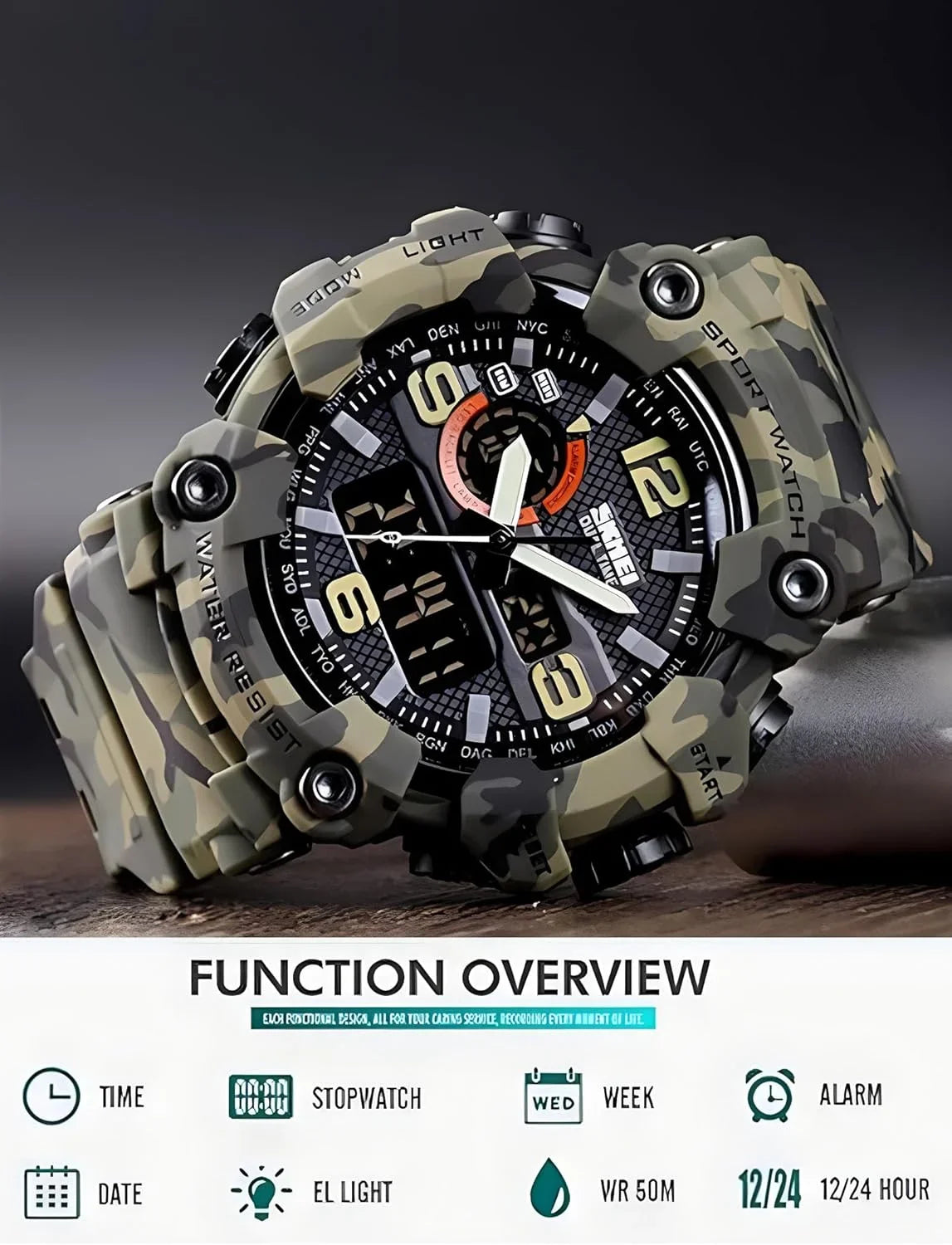 Function Men's Gosasa Watches… new Watches Alarm Waterproof Sports Multi Military LED Digital Watch S-Shock