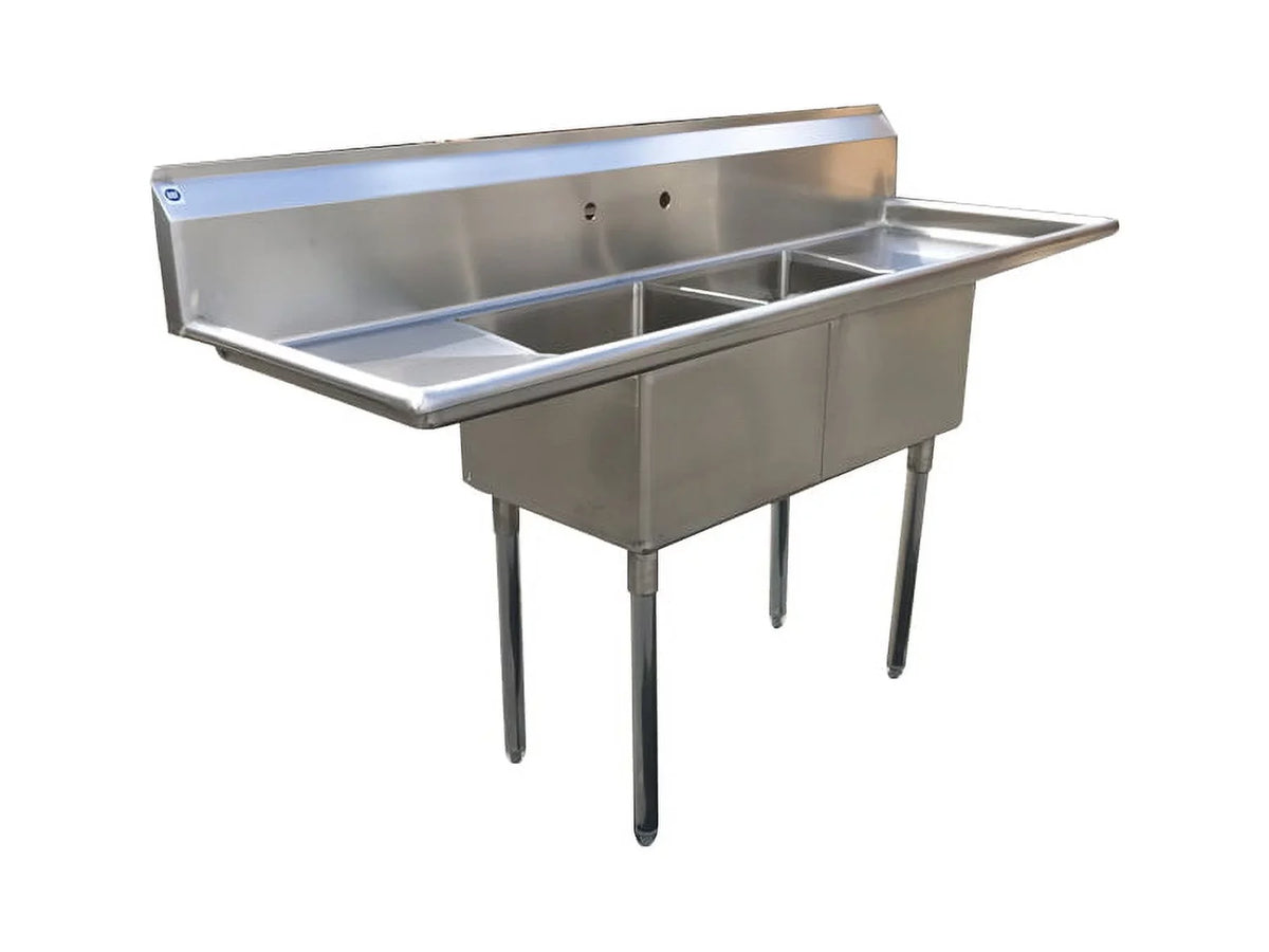 Steel Kitchen Compartment classic Commercial 72" Restaurant Stainless NSF Two Sink