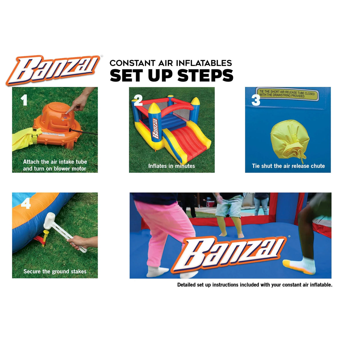 Slides 2 and Slide Complete Bounce Air House with N’ Banzai Fun Set Blower