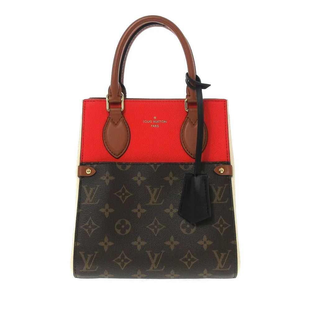 Canvas (Good) Satchel Unisex PM Tote Louis Brown Vuitton Authenticated trendy Fold Monogram Pre-Owned