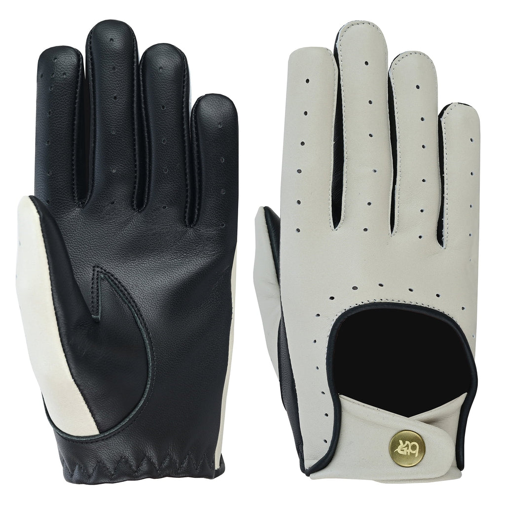 Leather Full 100% Lambskin Motorcycle Gloves Ladies Bone Gloves Women Driving Riding Genuine Finger Car Driving Chauffeur Bikers White-XL