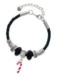 Jewelry Bead 3-D Candy Silvertone Knot Bracelet, Delight Red Aunt Celtic Enamel Leather Cane Extender 7"+2"