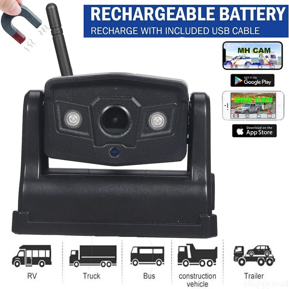 9600mAh Battery, Wireless JahyElec Mount, Magnetic classic for WiFi Front/Rear Backup Camera, Ideal View