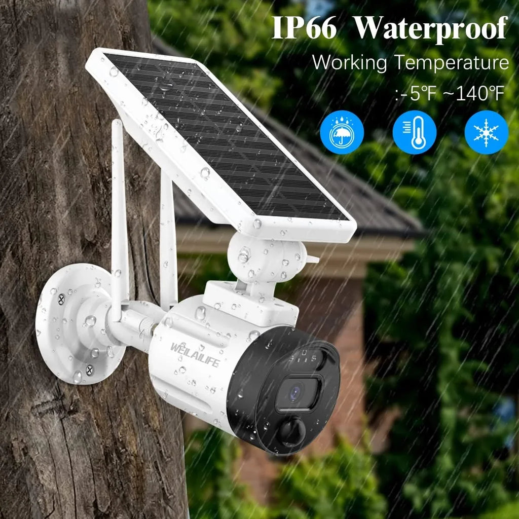 (2 Battery Vision, Surveillance Rechargeable Wi-Fi Panel, Solar Solar Camera Detection, Outdoor Security Dual 2K Night Antenna Camera, Wireless Pack) AI WEILAILIFE with