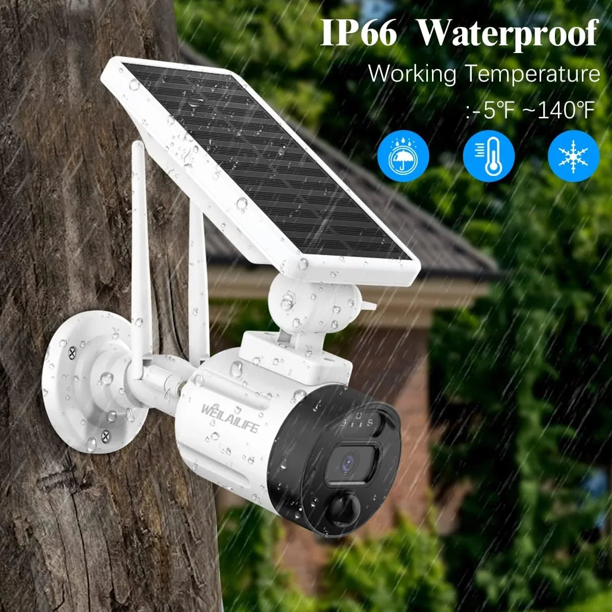 (2 Battery Vision, Surveillance Rechargeable Wi-Fi Panel, Solar Solar Camera Detection, Outdoor Security Dual 2K Night Antenna Camera, Wireless Pack) AI WEILAILIFE with