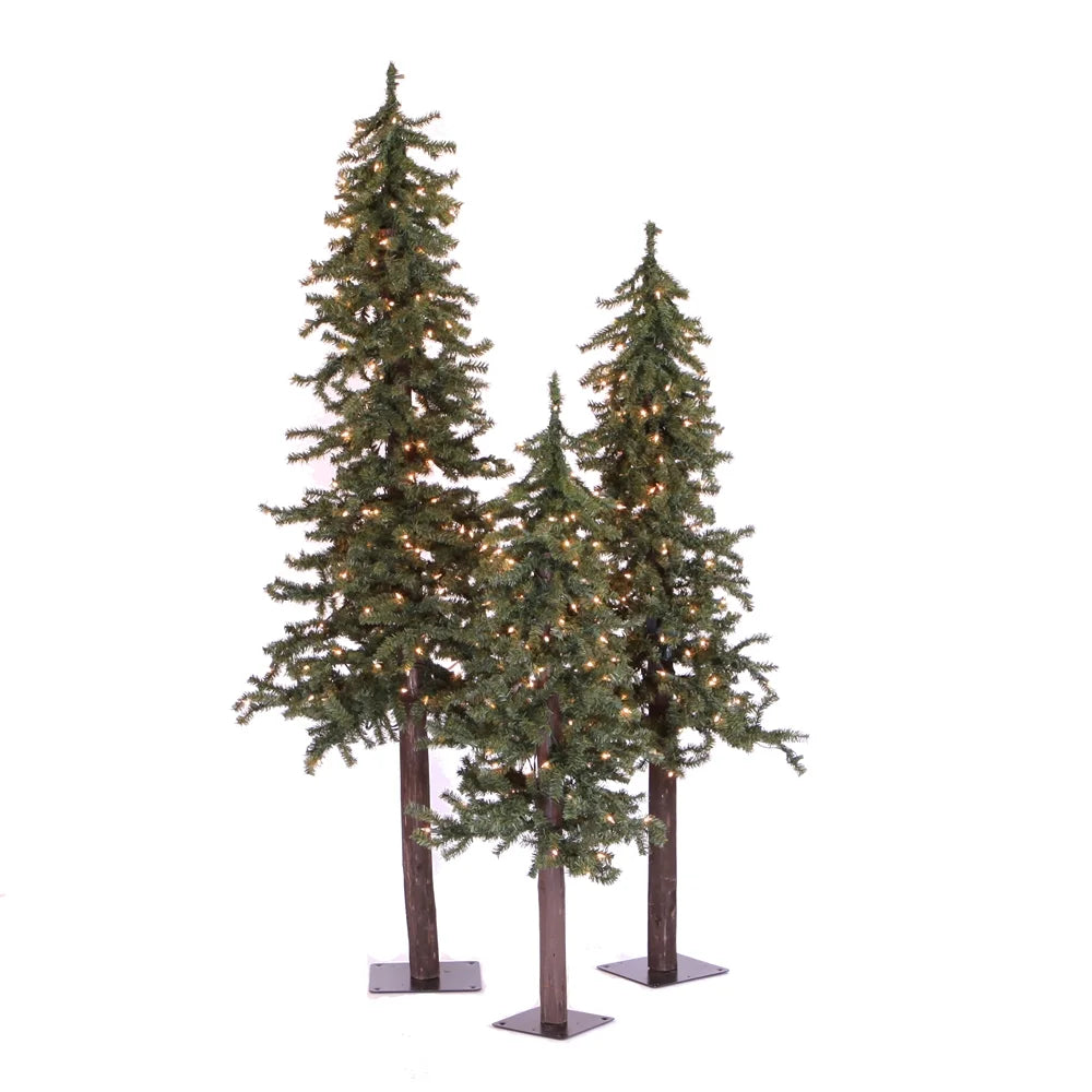 Set, Artificial Tree Clear Incandescent Christmas Lights 6' Alpine Natural 4' 5' Vickerman