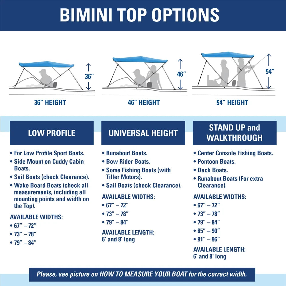 Long Gray 6' X Bow H Top 79"-84" Boat W Cover 3 Bimini 54"