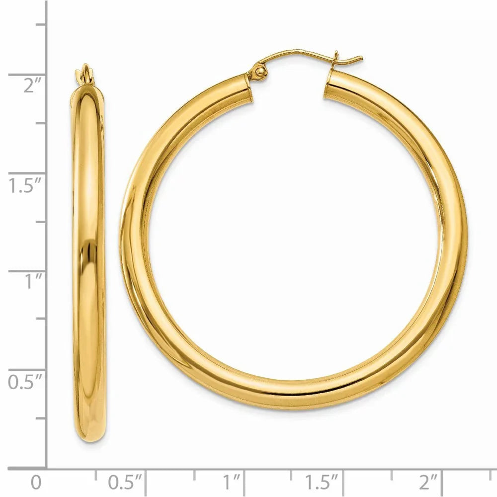Tube Teens; special edition for Gold Real Lightweight Earrings; Adults 4mm Polished Hoop for Yellow 14kt and Men and Women