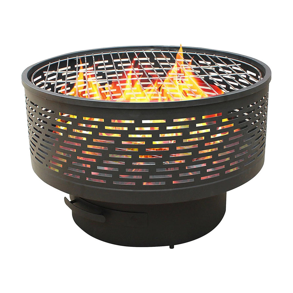 functions fire inch dining barbecue, table, featuring table outdoor 26 with and pit grill campfire and portable lid,