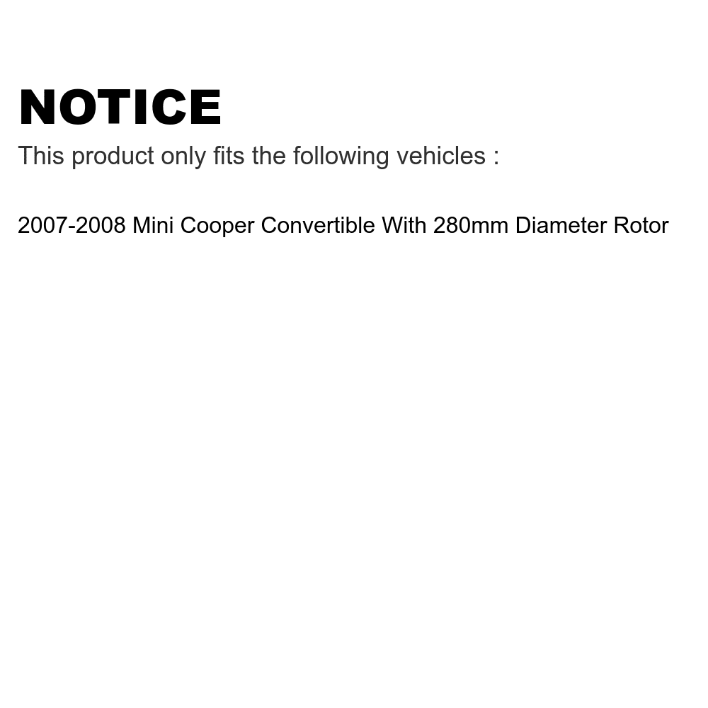 280mm Diameter Pads Rotor And Rotors Auto For Coated With Cooper Convertible Mini Rear - Disc Kit KGS-102310 Transit 2007-2008 Semi-Metallic Brake