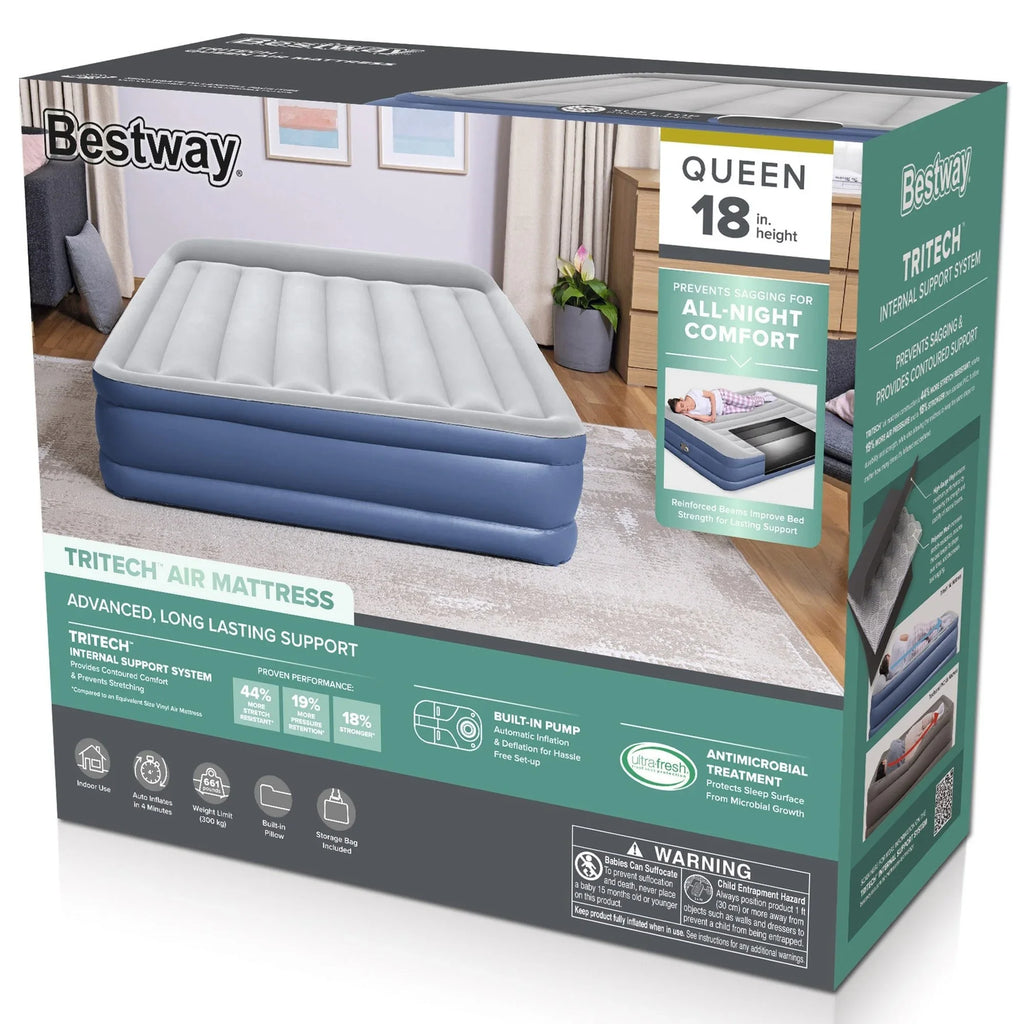 special edition 18” and Queen Tritech Bestway with Pump AC Built-in Mattress Antimicrobial Air Coating