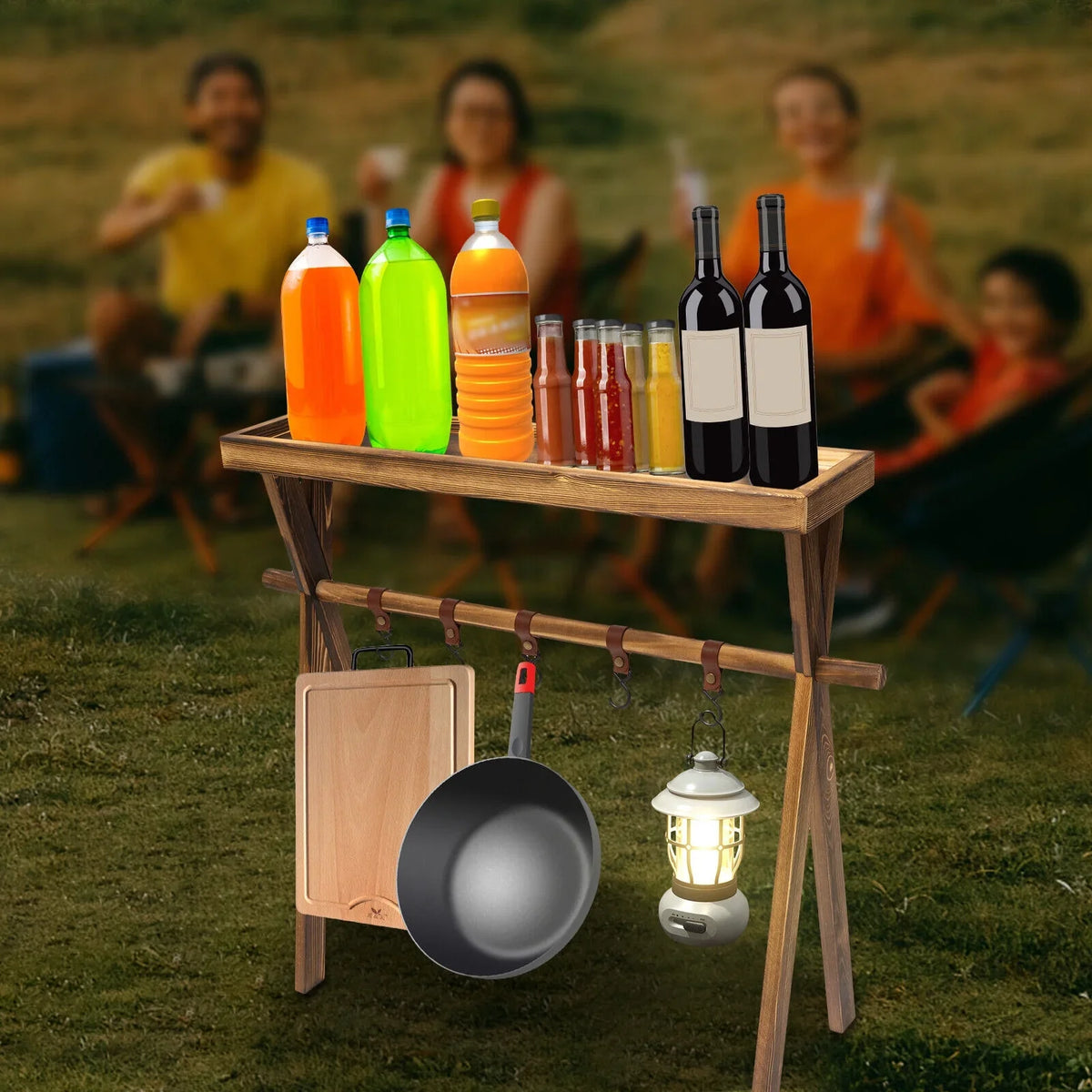 Wooden Grill Picnic Camping, Outdoor Shelf BBQ Rack Rack Picnic, for Storage Miumaeov Portable Table