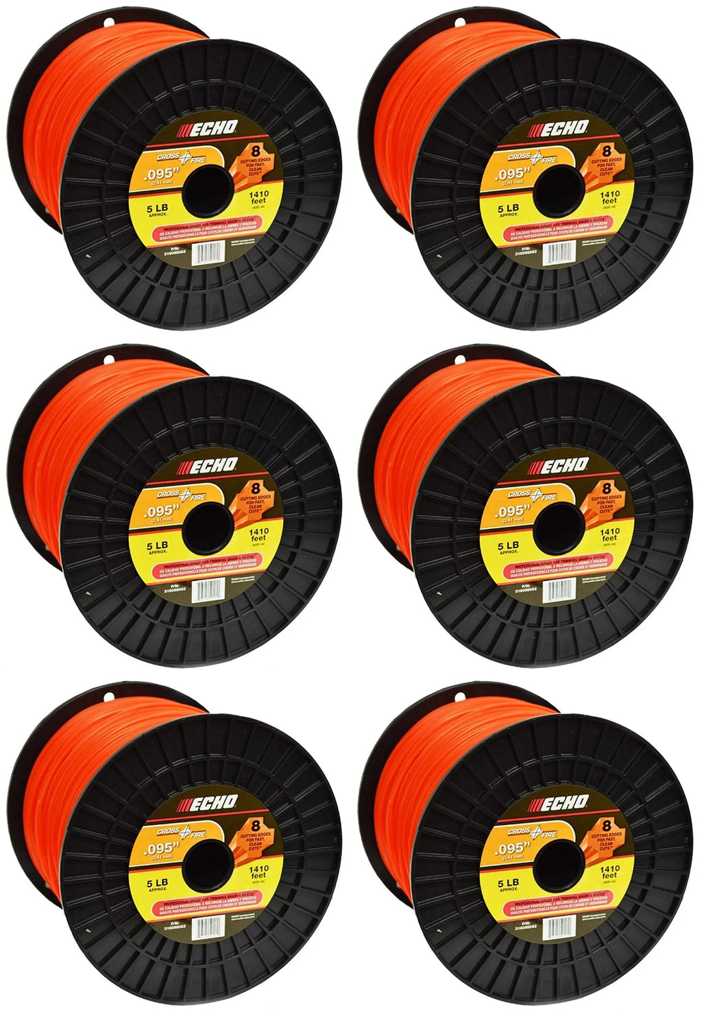 Genuine Lb .095" Spool 5 (dia.) Echo Cross-Fire 316095053-6PK Trimmer Line