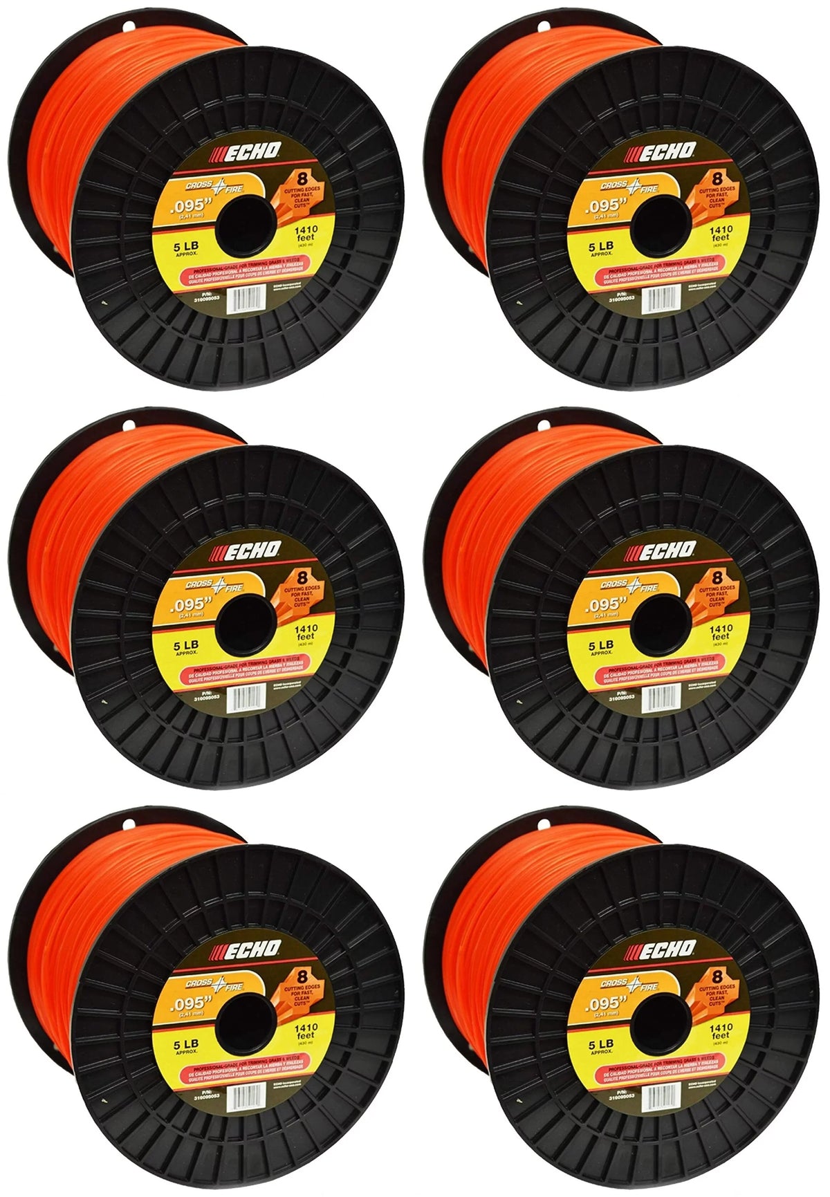 Genuine Lb .095" Spool 5 (dia.) Echo Cross-Fire 316095053-6PK Trimmer Line