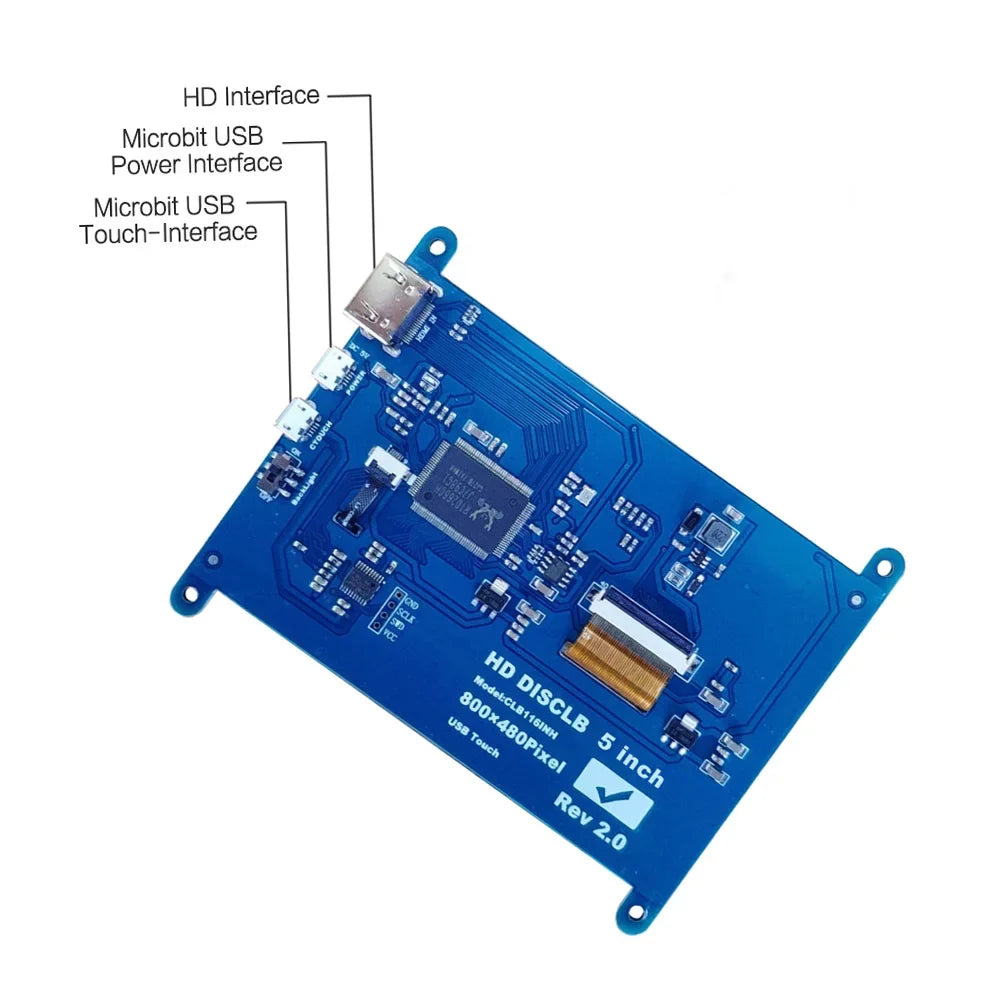 moobody Display with Small 800*480 with Portable USB Interface Touchscreen Resolution Capacitive Raspberry 5 Inch Pi Tool Compatible