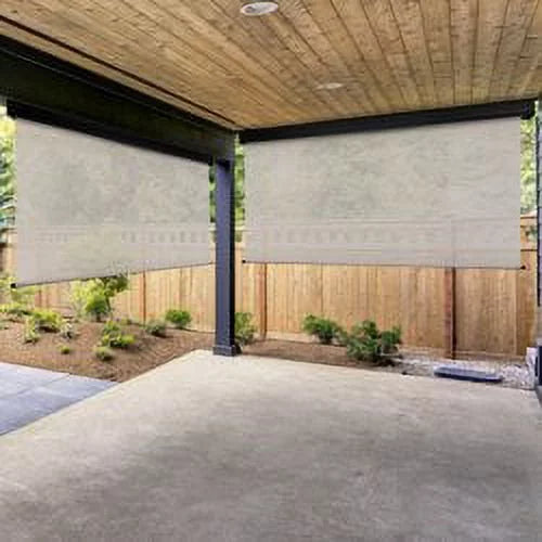 Keystone Brown) Outdoor Patio Wide Shade PVC Sun (Dark 10ft Fabrics Motorized