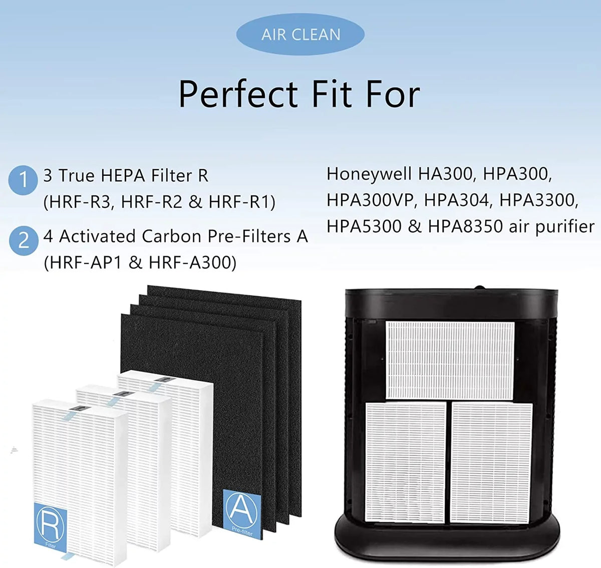 Pack HRF-R3 with 13 Air R, Replacement Honeywell Purifier Air Compatible Air HEPA Pack HRF-AP1,Home with Parts Filter 4 Accessories Pre-Filters Precut 3 HPA300 classic Purifier Purifier & Activated Carbon