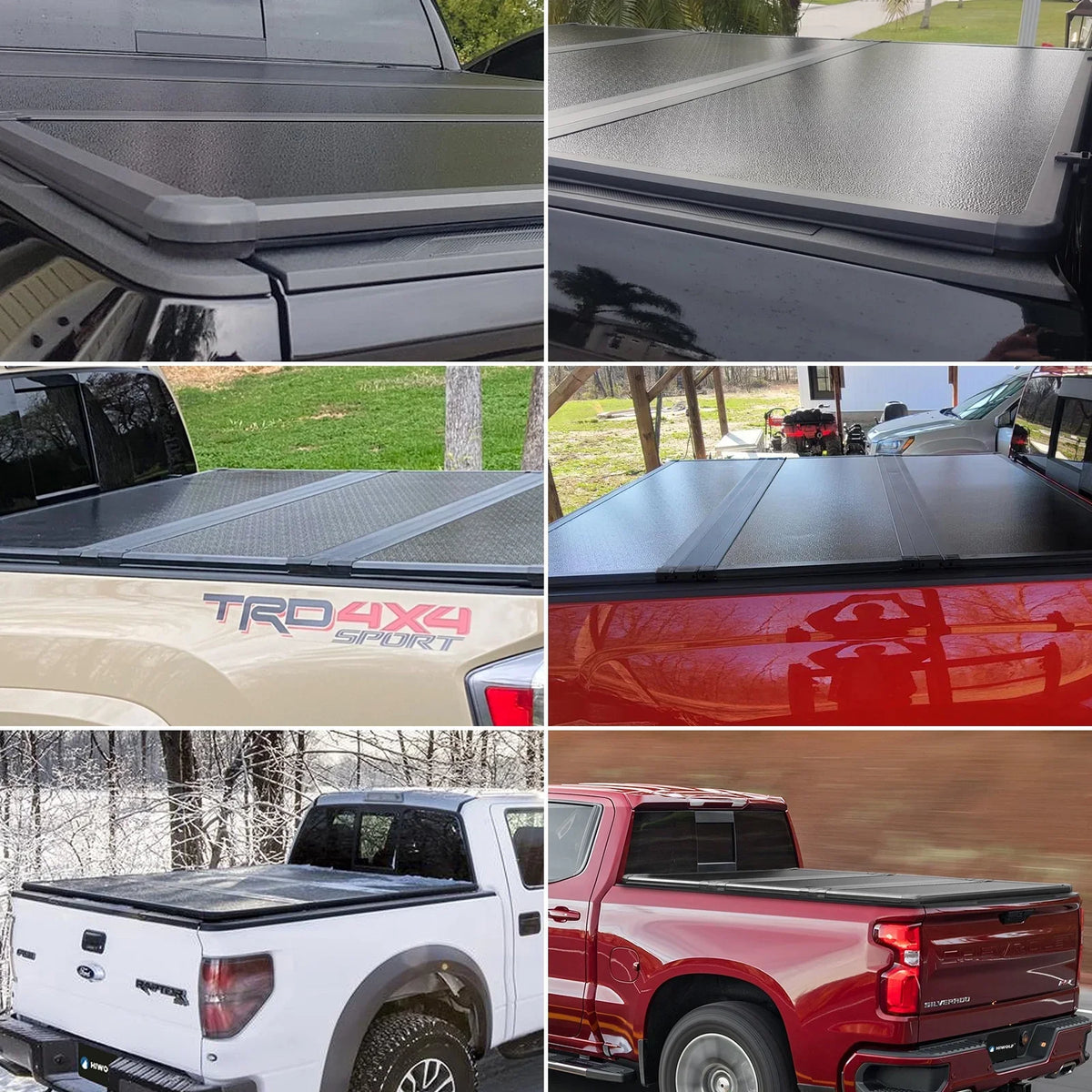 Bed | Ram 6.4ft Bed & 2500 special edition Tonneau 2003-2024 Tri-Fold Cover Kikito | Rambox Hard Truck System FRP 3500 (74.6in) 1500 Without Deckrail for Professional