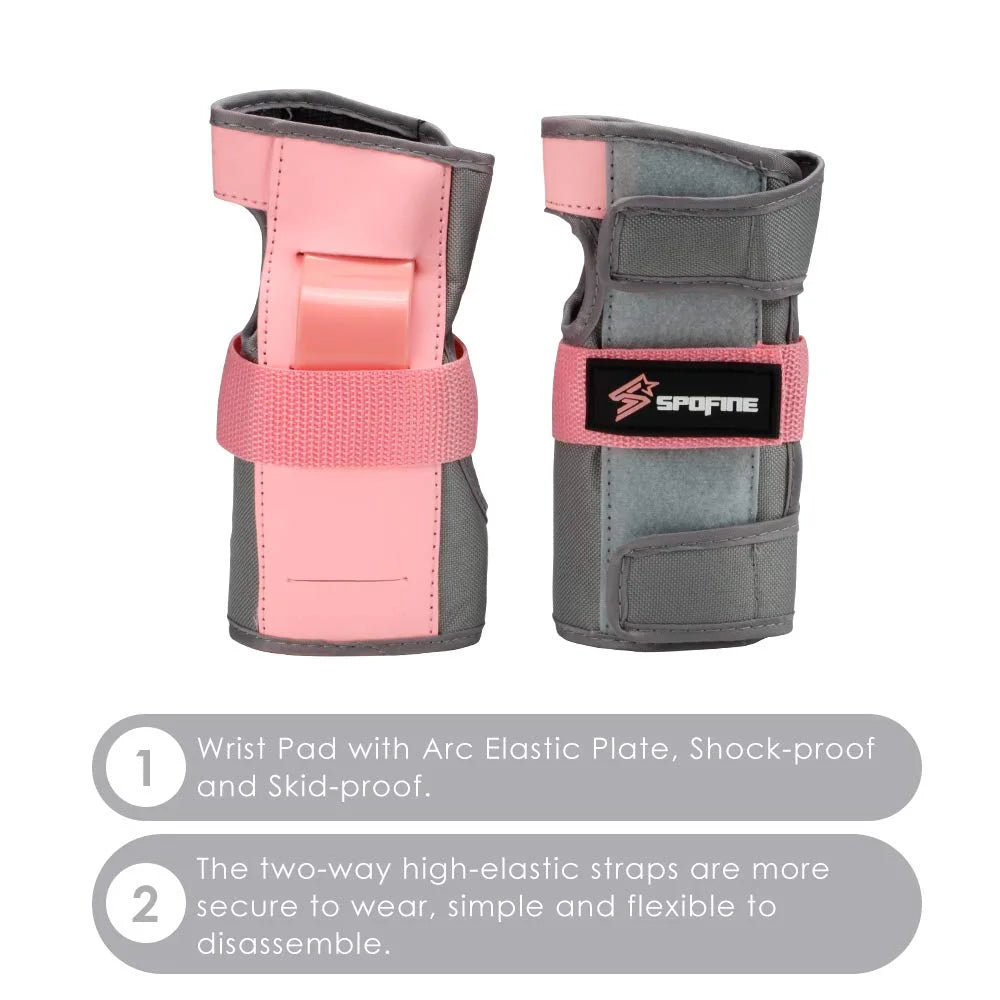 Protective Skating, Elbow Cycling Toddler Pink Gear Knee Pad Small S Bike, Guard Skateboard, Wrist Helmet Youth Set Pad Kids for for Helmet, Adult, SPOFINE Bike
