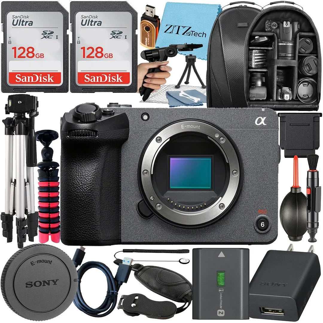 Camera FX30 + Cinema + Backpack Pack Digital Cloth Tripod + ZeeTech Memory Card 2 128GB +
