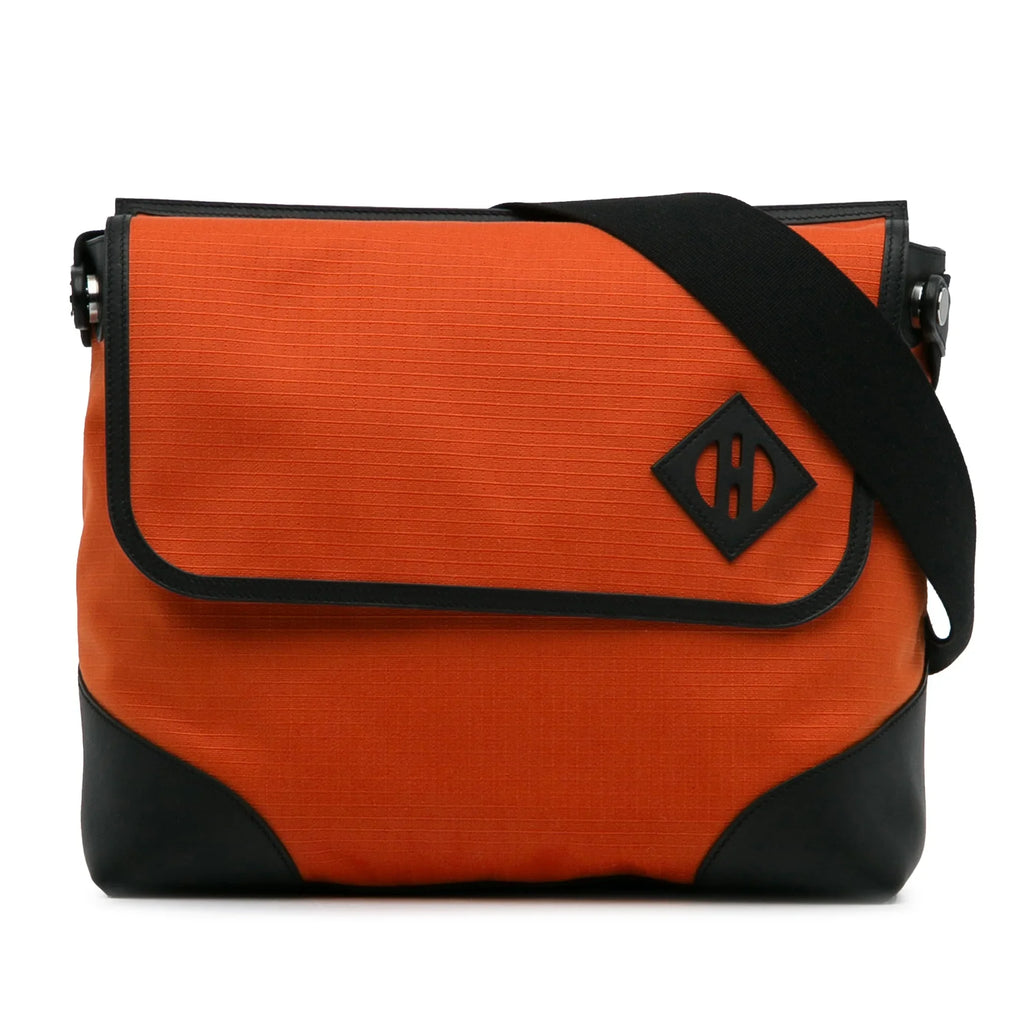 Crossbody Unisex Bag Allback (Good) Canvas Pre-Owned Orange Authenticated Bag Fabric Hermès Messenger