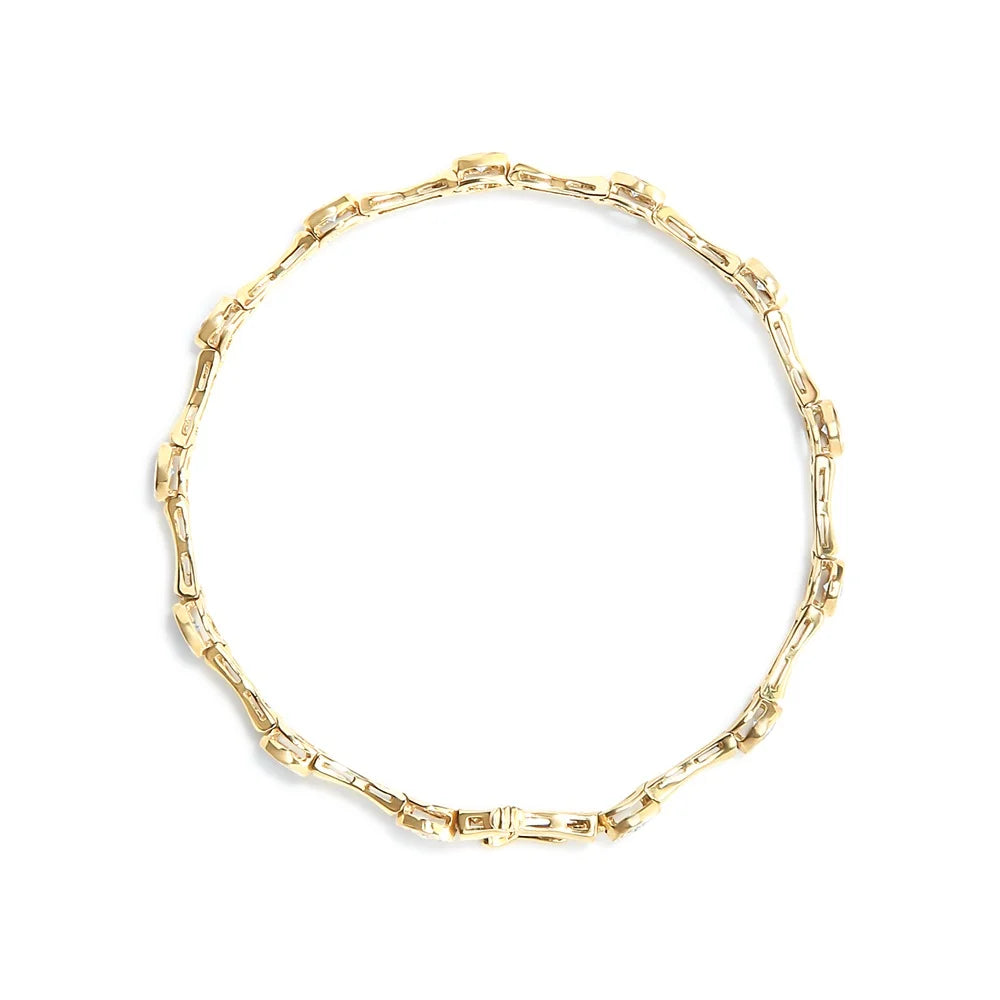 Bezel Clarity) Size Womens Gold cut Diamond Miracle 7" Brilliance (H-I Color, Cttw Bracelet Haus 10K Yellow Sterling Box Round - .925 Silver Style of Plated Clasp Station Set I3 Link 1.0