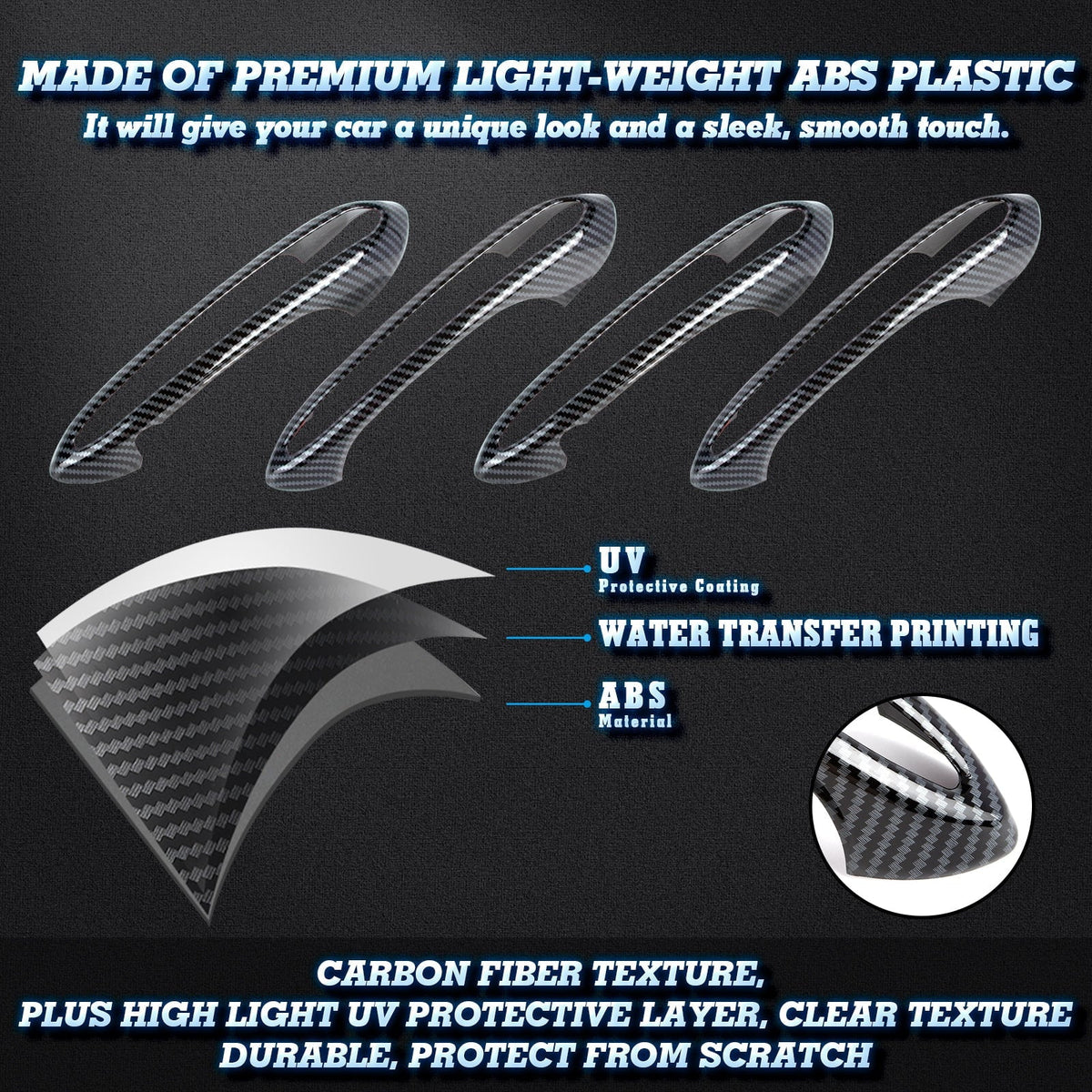 pieces) Tech Series Style, 1 Door 2018-up Set BMW Compatible trims, special edition Fiber (4 with Cover Handle 5 Carbon Exterior Surround Xotic G30