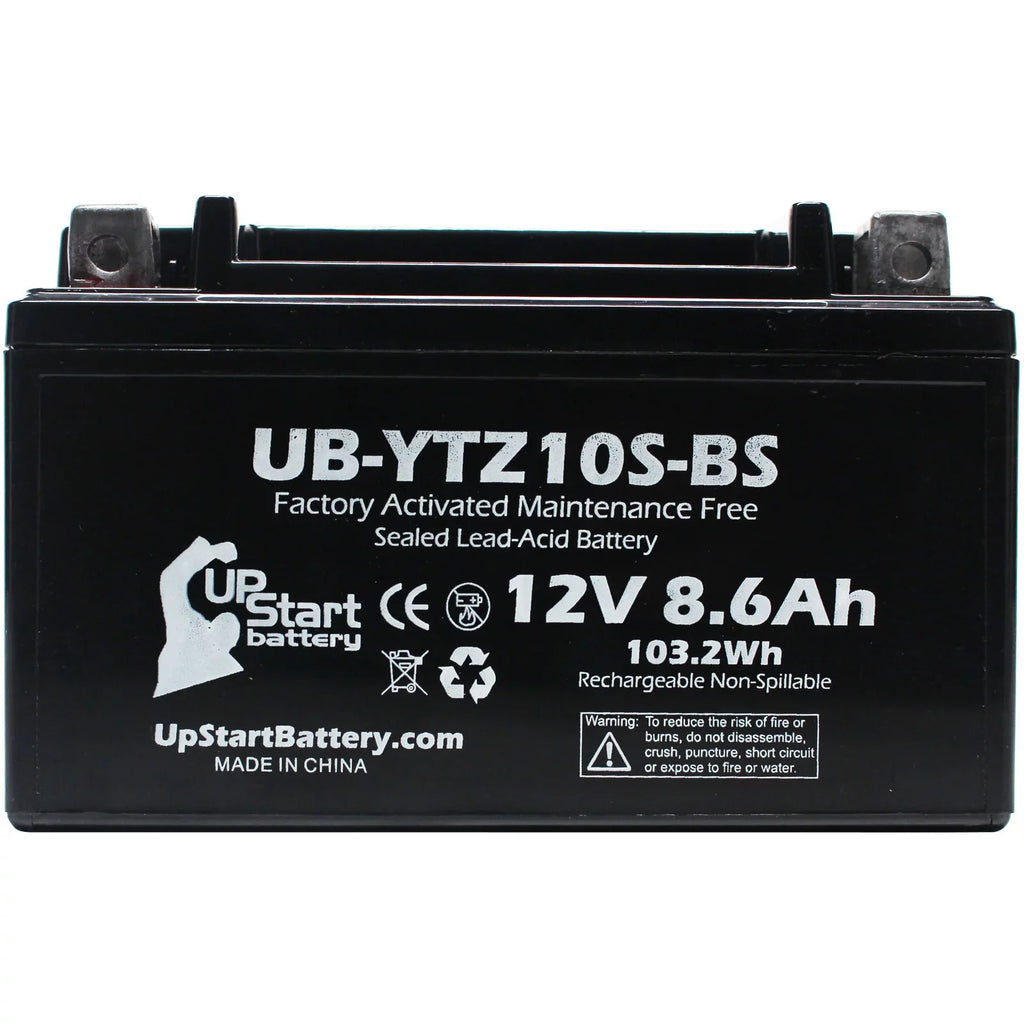 4-Pack YZF-R1 Yamaha Battery Battery - Maintenance 12V, 2011 Motorcycle 1000CC UpStart 8.6Ah, Factory Activated, Free, for UB-YTZ10S-BS Replacement