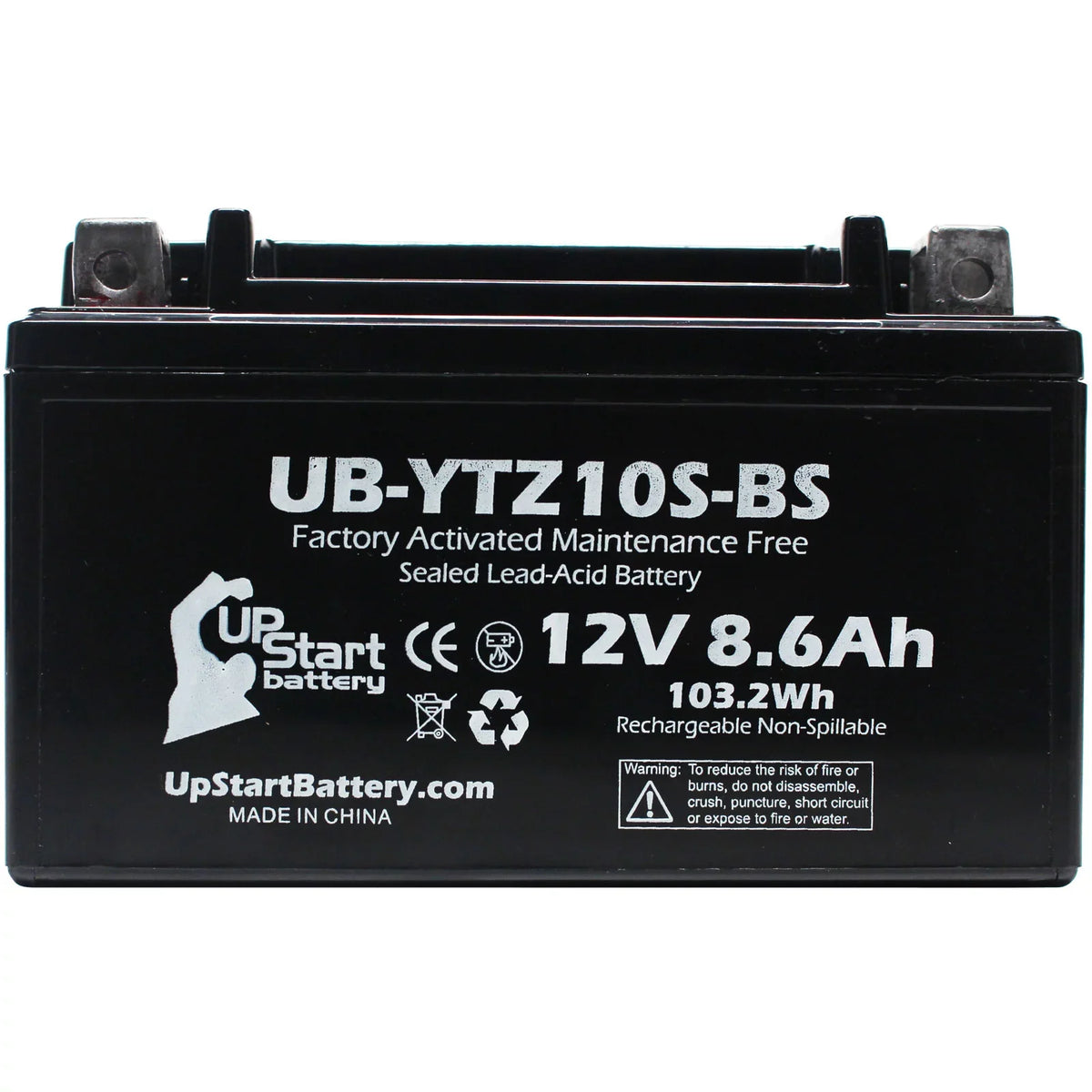 (excl. Maintenance Battery R6S) 12V, 600CC 8.6Ah, Activated, Battery Replacement Free, UB-YTZ10S-BS - UpStart Yamaha Motorcycle 2011 YZF-R6 Factory
