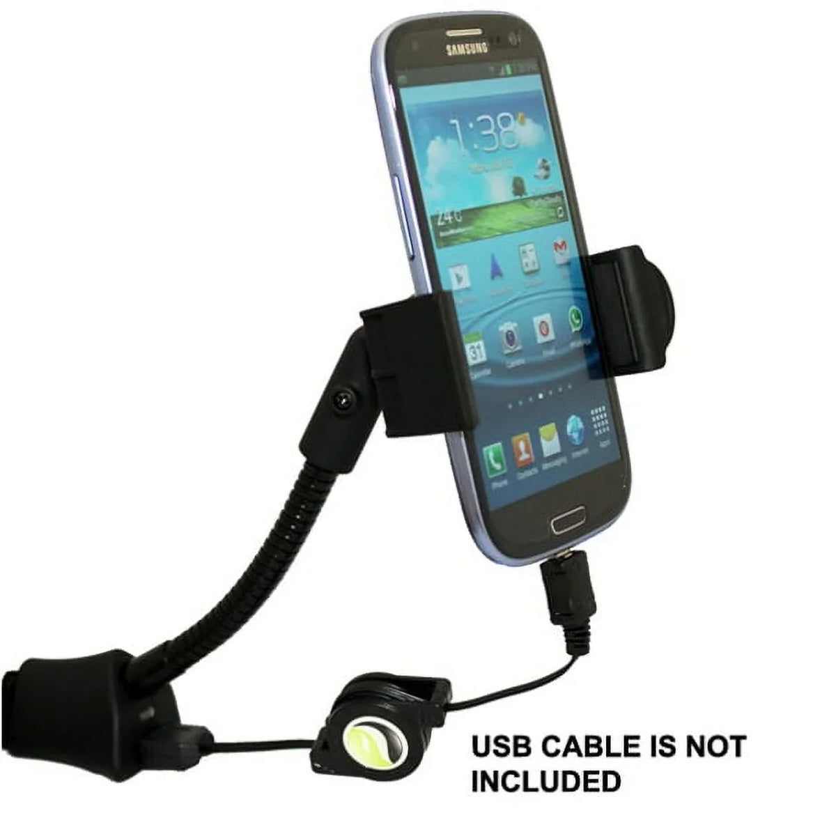 '- Mount - Droid Moto Charger V20 Holder Swivel 4 3D Dock Gooseneck Z Port Car J7, with Motorola Droid 2, V10 Socket Cradle Galaxy Note Turbo 5 Black J5 Droid Force USB 3 Stylo for 3, J3