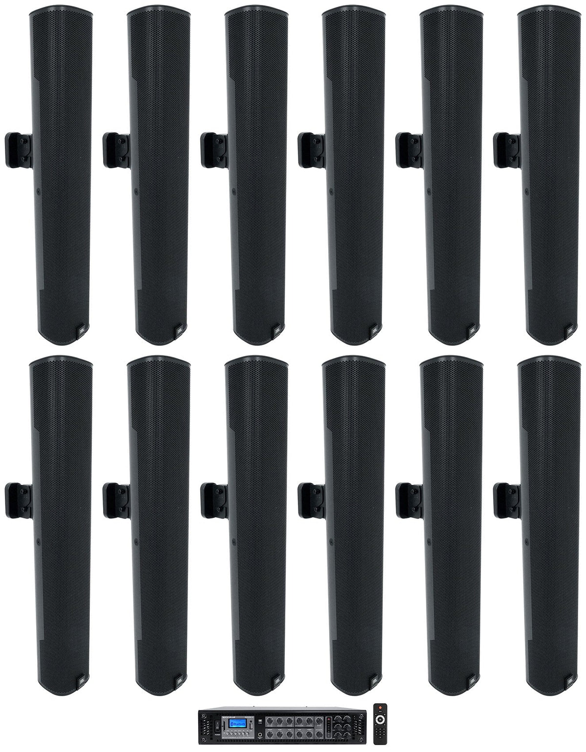 Column high quality 70V Wall Black Array 24" COL600-BK Mount Commercial JBL (12) Speakers+Amp
