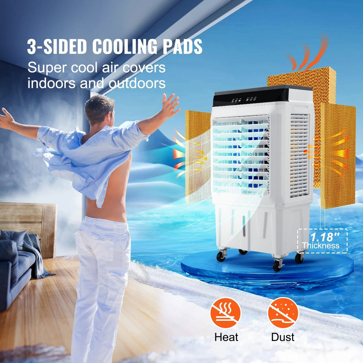 Timer 7 Swamp 2100 Cooler 3-in-1 Humidifier 12h SKYSHALO Gal Evaporative Cooler Air CFM