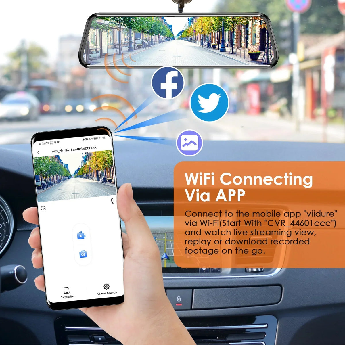 4K Motion Control Cam Detection 12in Recording Control DVR Camera Recorder Car Angle APP classic with Voice G-sensor 170° iMounTEK Camcorder Loop Dash Night Vision