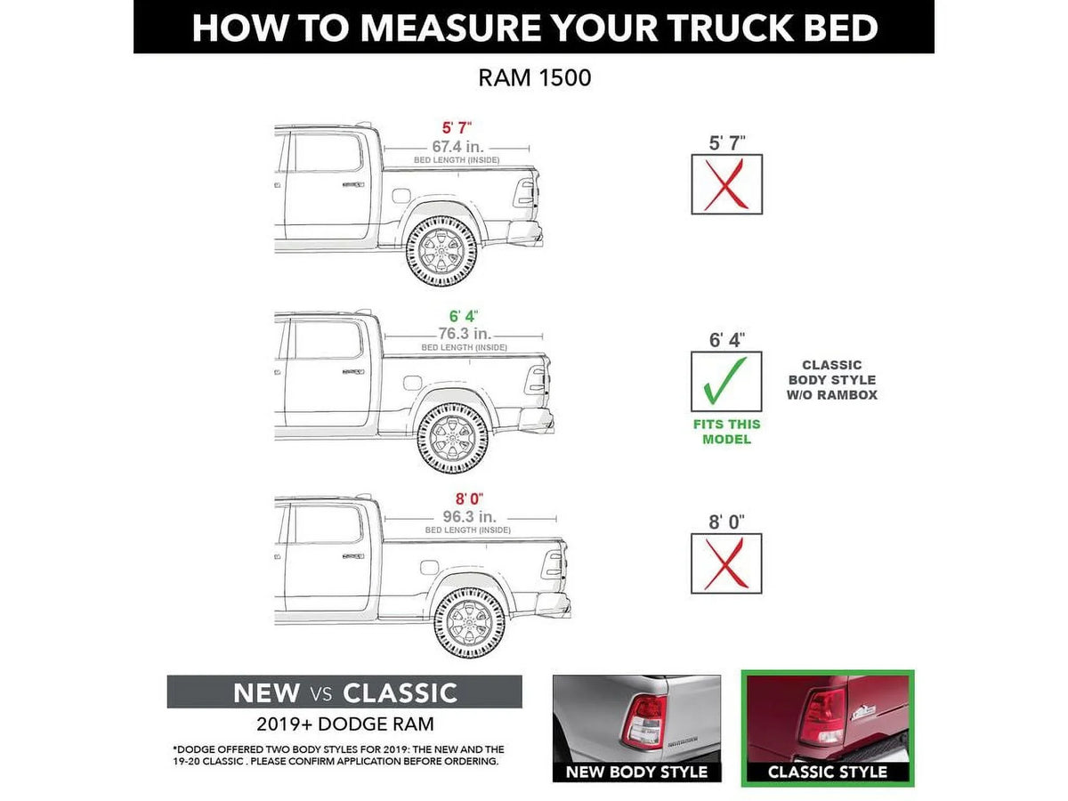 2009 2018, Dodge Bed Tonneau Ram X4s Bed RealTruck 1500, with 2010-21 80213 Truck - | BAK Classic | Cover Hard (76.3") - 2021 6' Rolling Compatible Revolver 2019 2500/3500 4" by