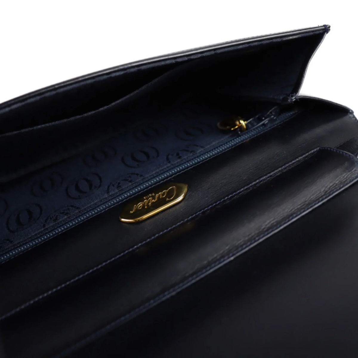 leather bag (Good) Cartier new line calf CARTIER navy shoulder 2WAY clutch sapphire dark Pre-Owned
