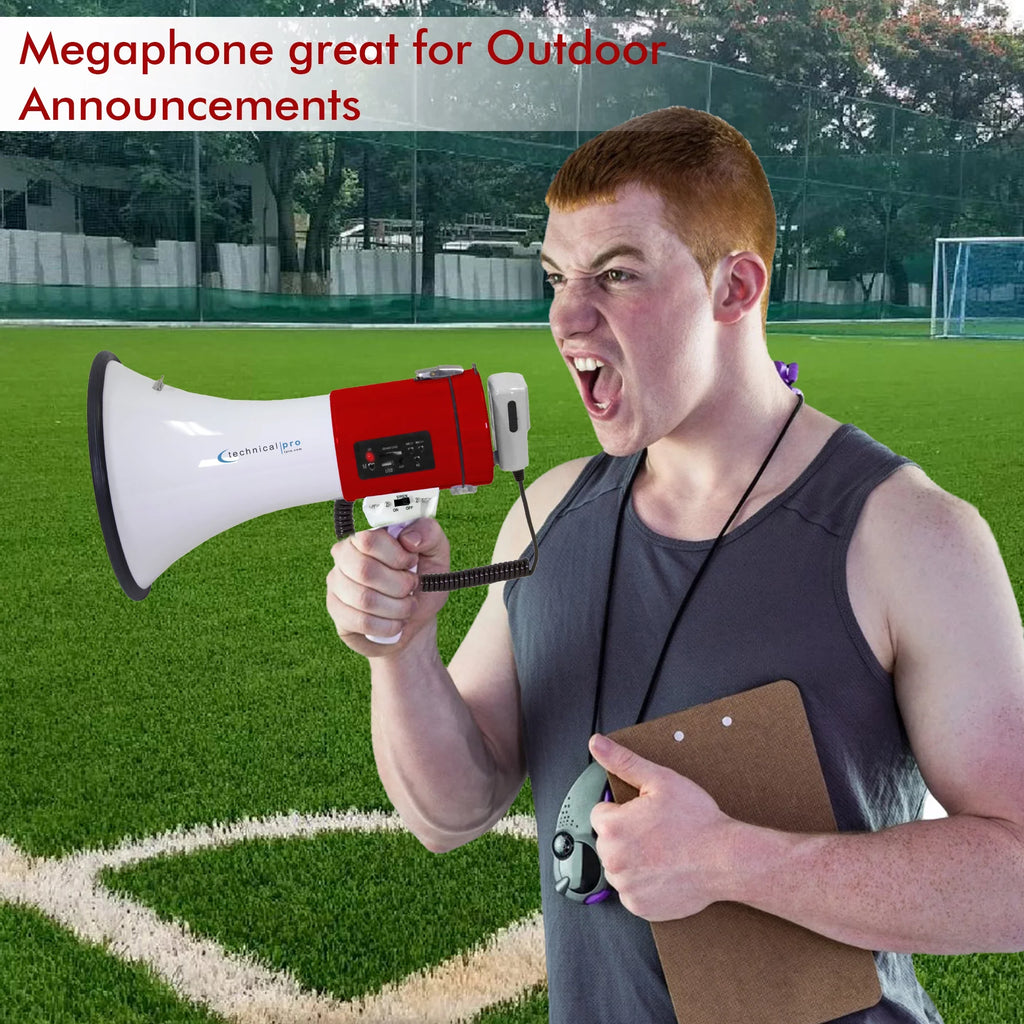 leading Siren, PA Megaphone Red - Lightweight Detachable Microphone, Technical w/ Portable Police Detachable Pro 75-Watt Voice for And high quality Speaker Bullhorn Outdoor Professional Strap Cheer