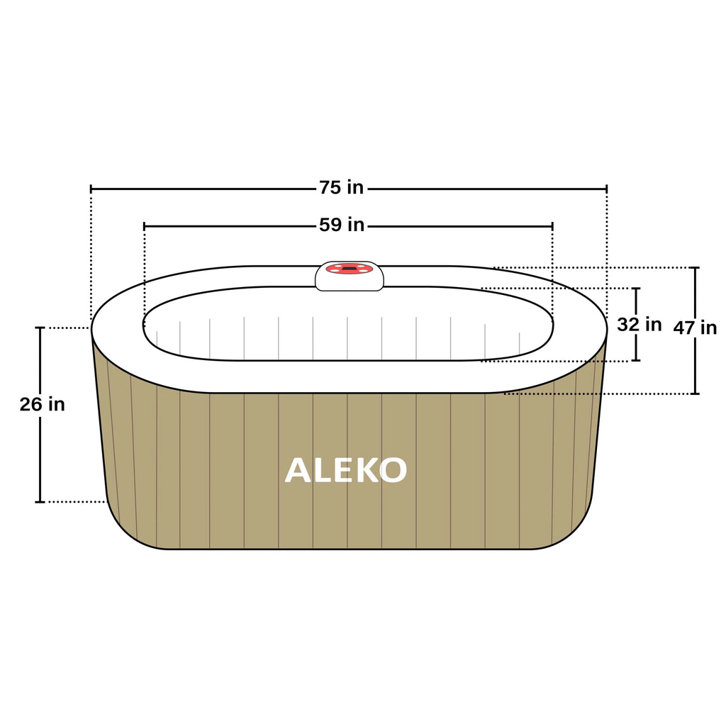 ALEKO Inflatable Gallon Jetted Hot Brown 145 with Cover Person Tub 2 Oval