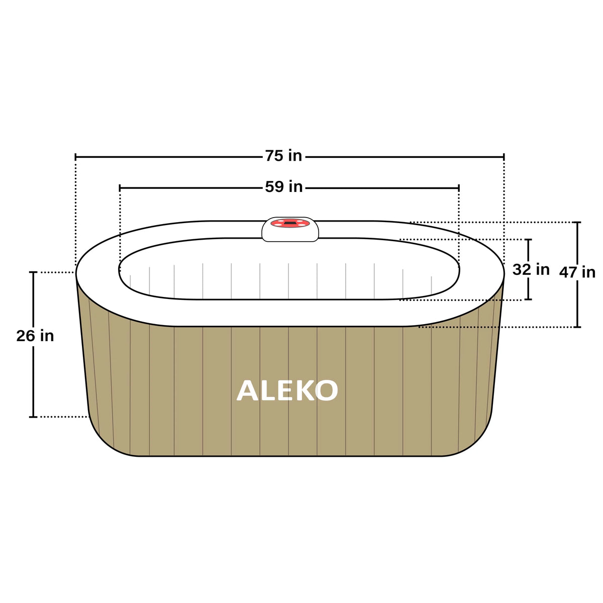 ALEKO Inflatable Gallon Jetted Hot Brown 145 with Cover Person Tub 2 Oval