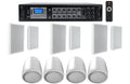 Speakers 4 Amp+4 Pendant+6 Wall White White Slim Restaurant/Bar/Cafe classic JBL 6-Zone