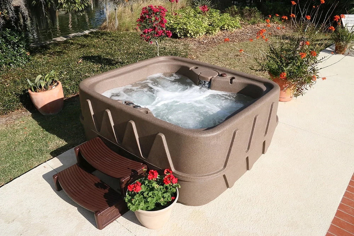 Powered Tub AR-400 w/LED Jacuzzi® Jet- Spas Select special edition - Hot Person Play 4- By waterfall Brownstone 20 and - Plug Aquarest