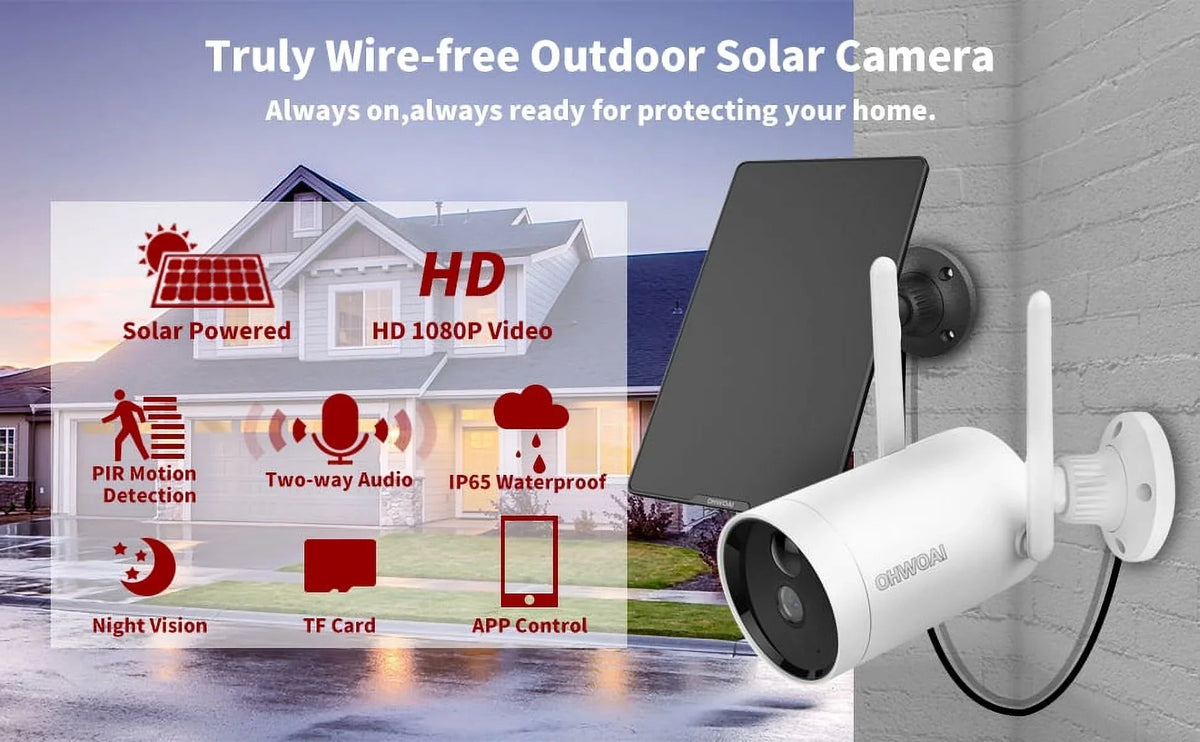 Detection, with Two-Way WiFi Camera, Camera, Vision & Security Wireless Solar Rechargeable Night new PIR Powered IP Battery Audio》Outdoor Panel, Solar Camera Surveillance Home Waterproof, Motion 《Truly