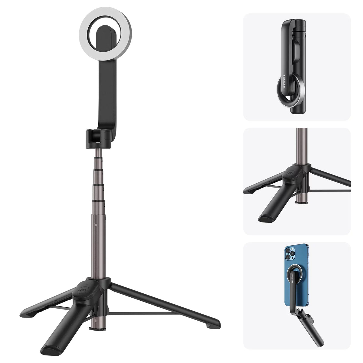Tripod, Magnetic , classic Control Selfie Stick 27.1 with Rotation Remote TELESIN for inch