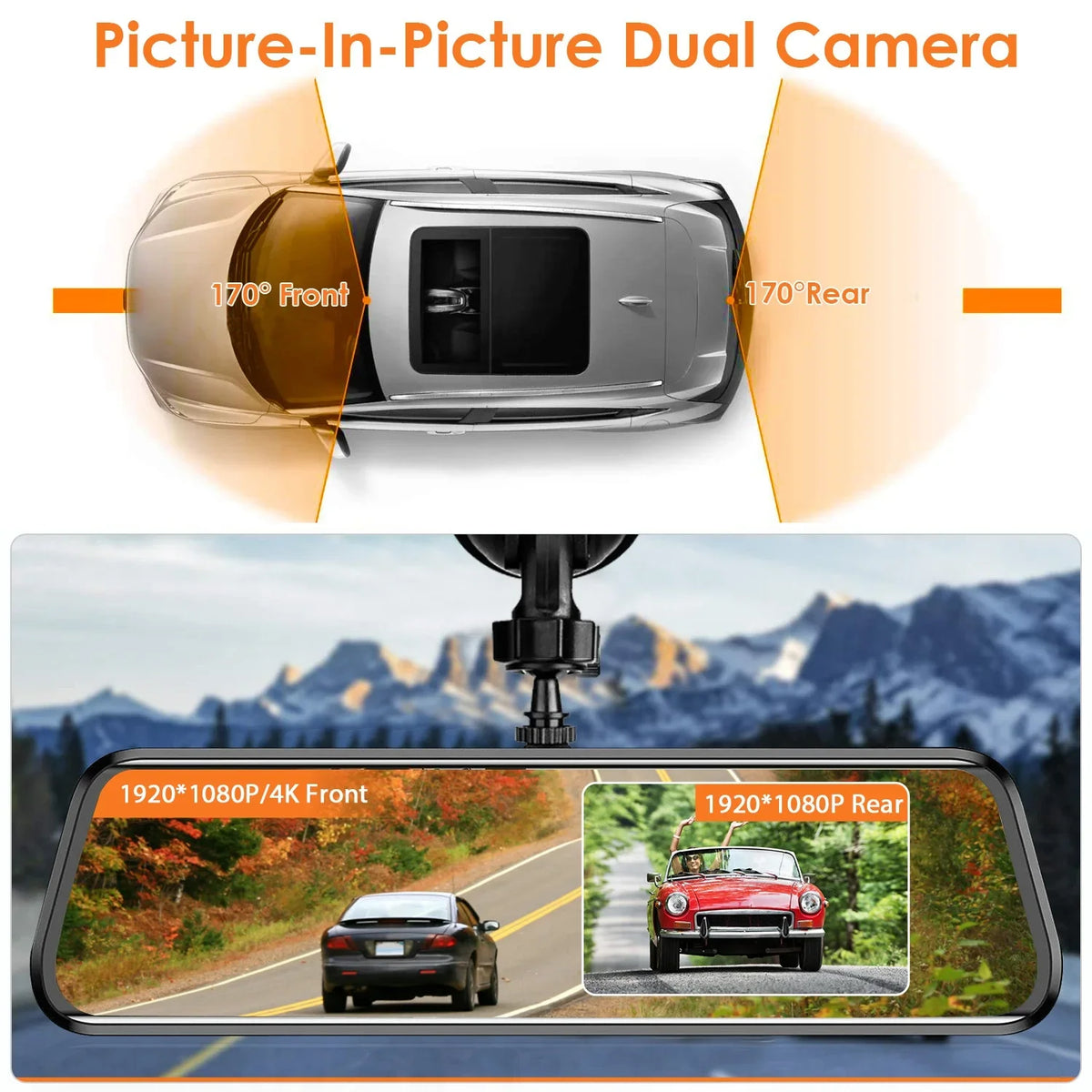 4K Motion Control Cam Detection 12in Recording Control DVR Camera Recorder Car Angle APP classic with Voice G-sensor 170° iMounTEK Camcorder Loop Dash Night Vision