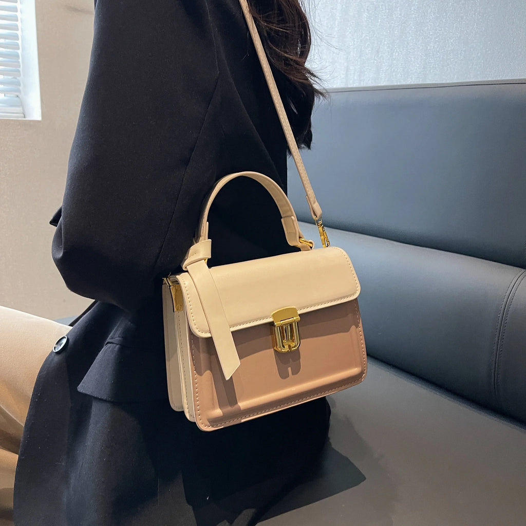 (7.9*5.93*3.16) For Junior Trendy Leather Crossbody Bag, Square Purse Women Flap Decor Inch Buckle Faux Handbag,