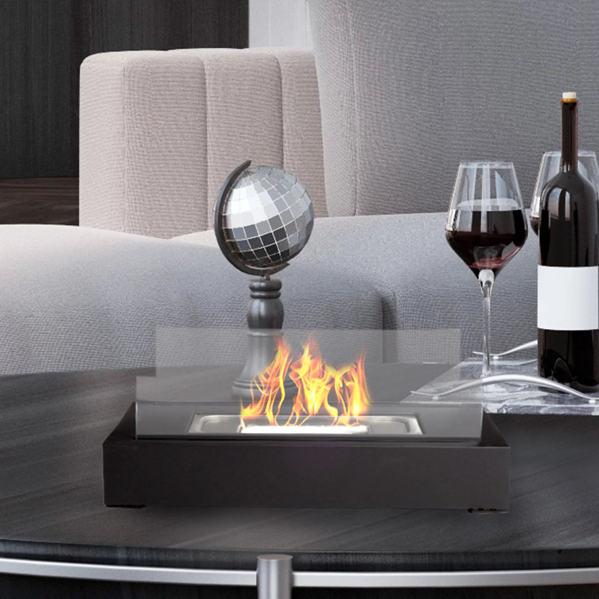 Indoor Black Ventless Bio or Tabletop 2-Pack Rectangular Ethanol Fireplace, Northwest Outdoor