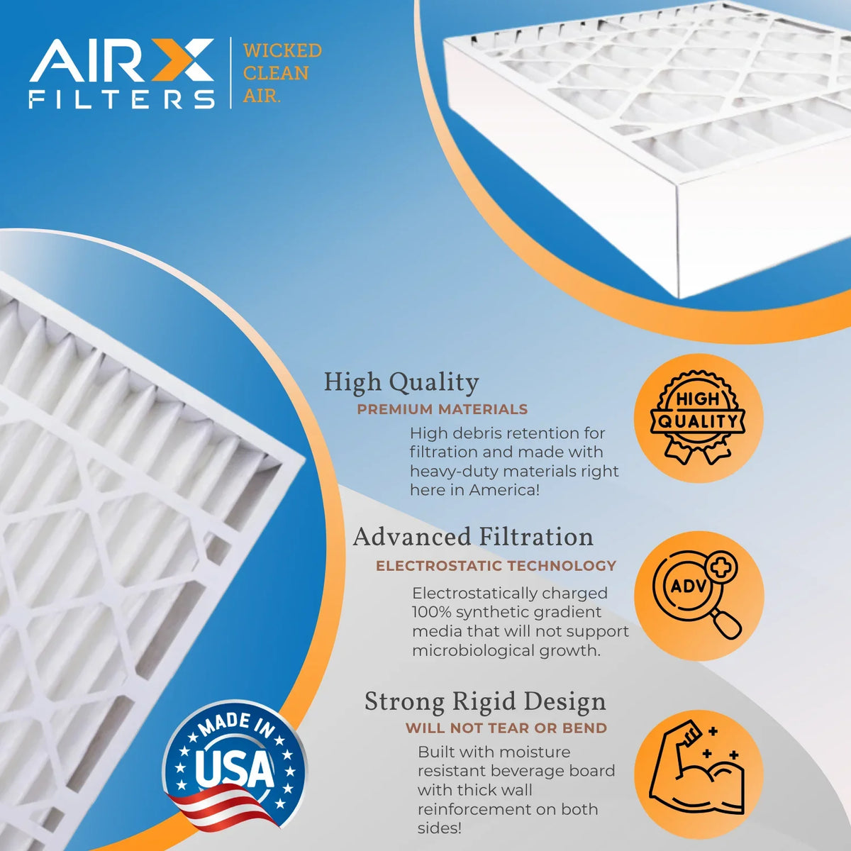 Filter FILTERS 1 USA 700 Compatible WICKED Filter CLEAN by Single Filter & to AIR. MERV 401 16x28x6 with 8 AIRX Air Furnace MPR Comparable FPR 16x28x6 Premium 5 Made Aprilaire